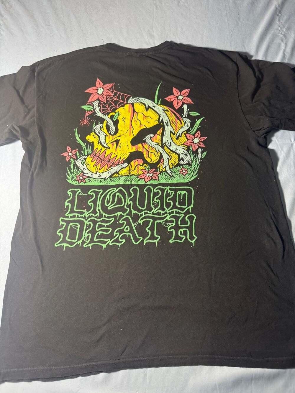 Liquid Death Skull Flower Graphic Black T-Shirt